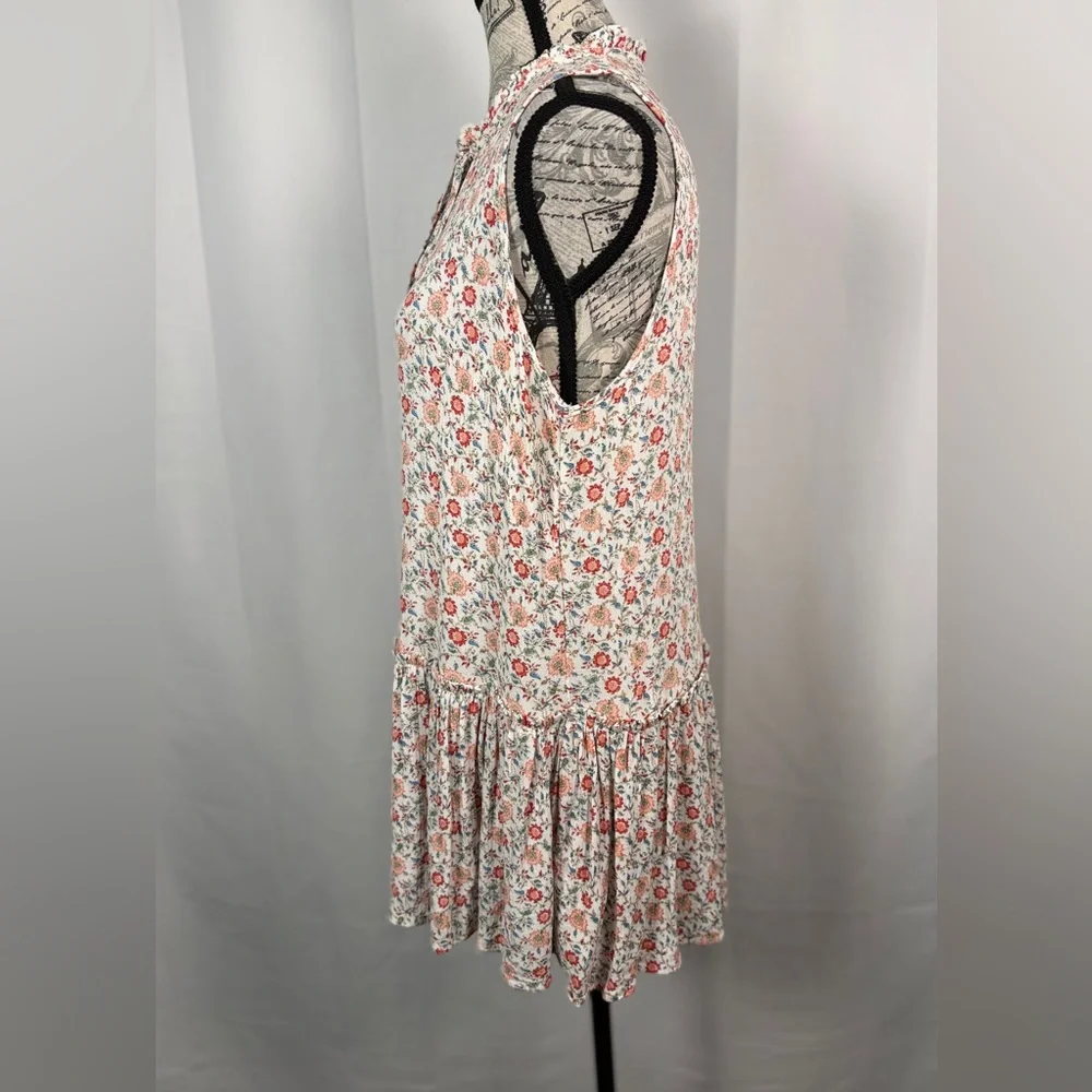 Cynthia Rowley Floral Cottagecore Blouse Large | Romantic Ruffle Hem Top